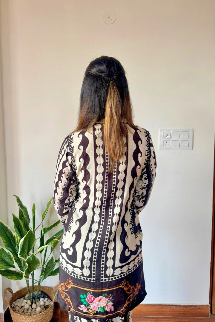 Printed Muslin Co-ord Set - Black