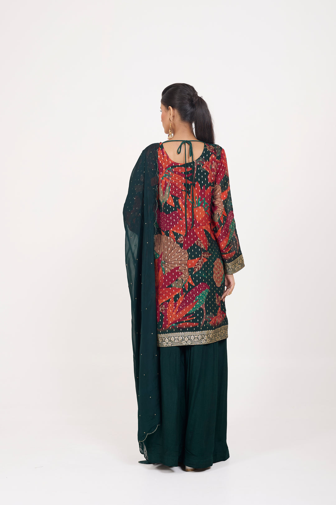 Printed Banarsi Weaves - Hand Embroidered - Set of 3 - Black
