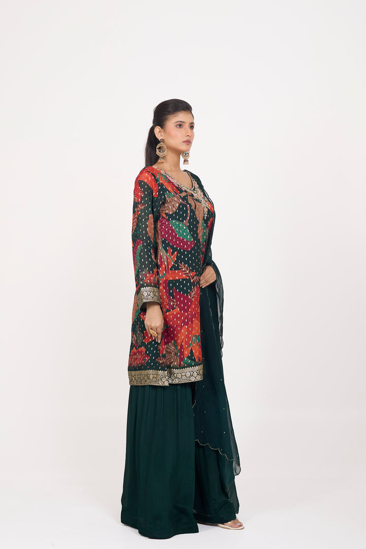Printed Banarsi Weaves - Hand Embroidered - Set of 3 - Black