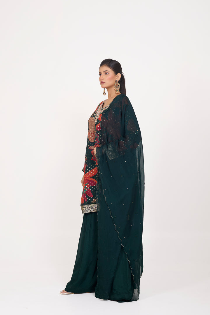 Printed Banarsi Weaves - Hand Embroidered - Set of 3 - Black