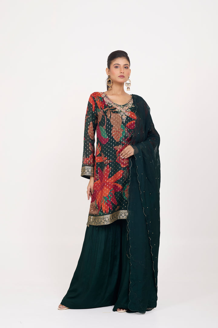 Printed Banarsi Weaves - Hand Embroidered - Set of 3 - Black
