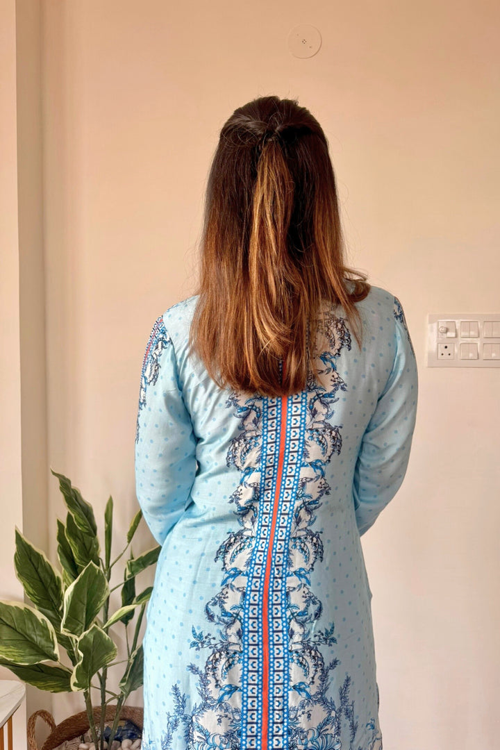 Printed Muslin Co-ord Set - Blue