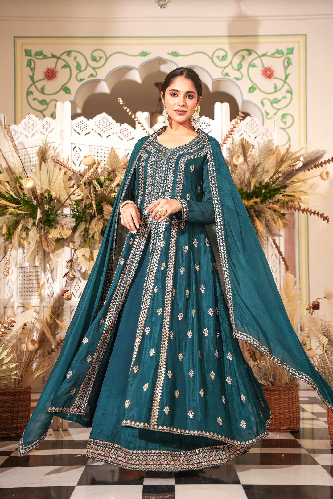 Gown Craftsvilla Indo Western Lehenga GREEN INDO-WESTERN FRONT SLIT GOWN FOR WOMEN- PAIRED WITH LEHENGA Gown Craftsvilla Indo Western Lehenga GREEN INDO-WESTERN FRONT SLIT GOWN FOR WOMEN- PAIRED WITH LEHENGA