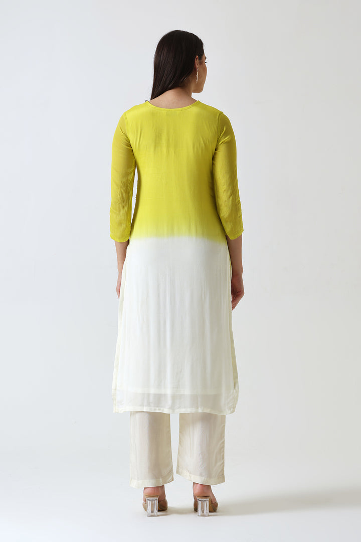 OMBRE DYED HANDWORK KURTA SET OF 2 - YELLOW