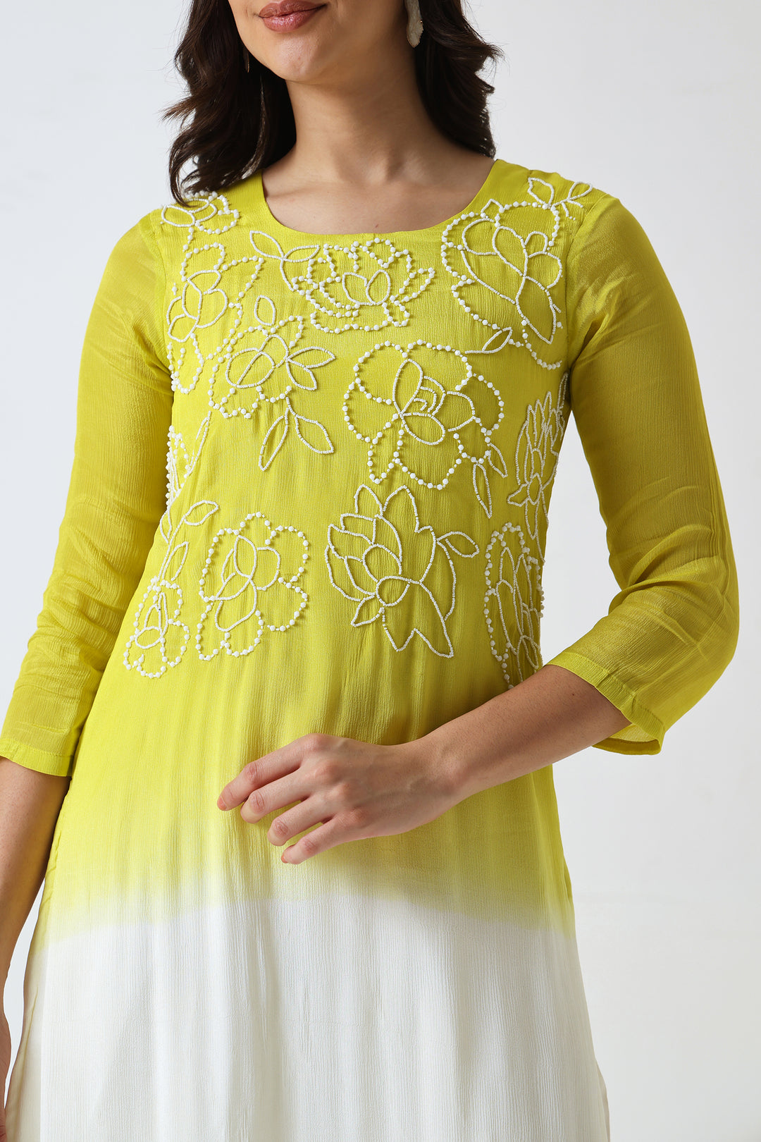 OMBRE DYED HANDWORK KURTA SET OF 2 - YELLOW