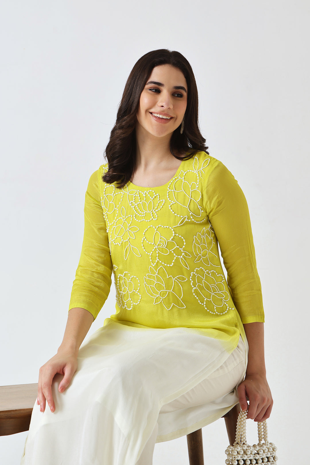 OMBRE DYED HANDWORK KURTA SET OF 2 - YELLOW